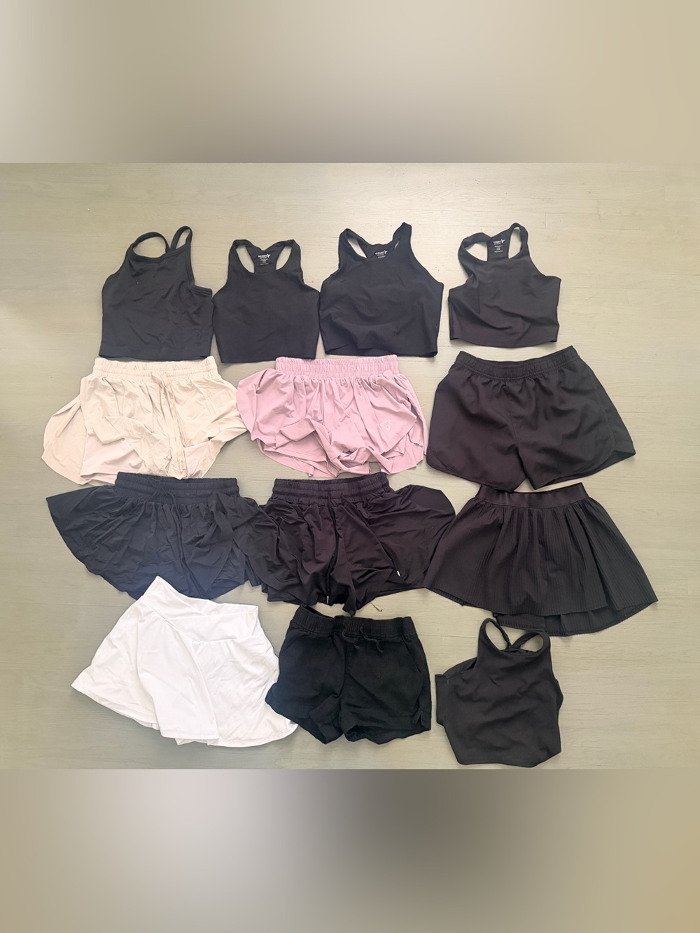 Athletic Girls' Black Tank and Shorts Set - Multi-Pack